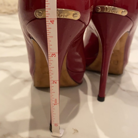 Dior burgundy platform pumps with open toe, size 37 - Picture 3 of 11